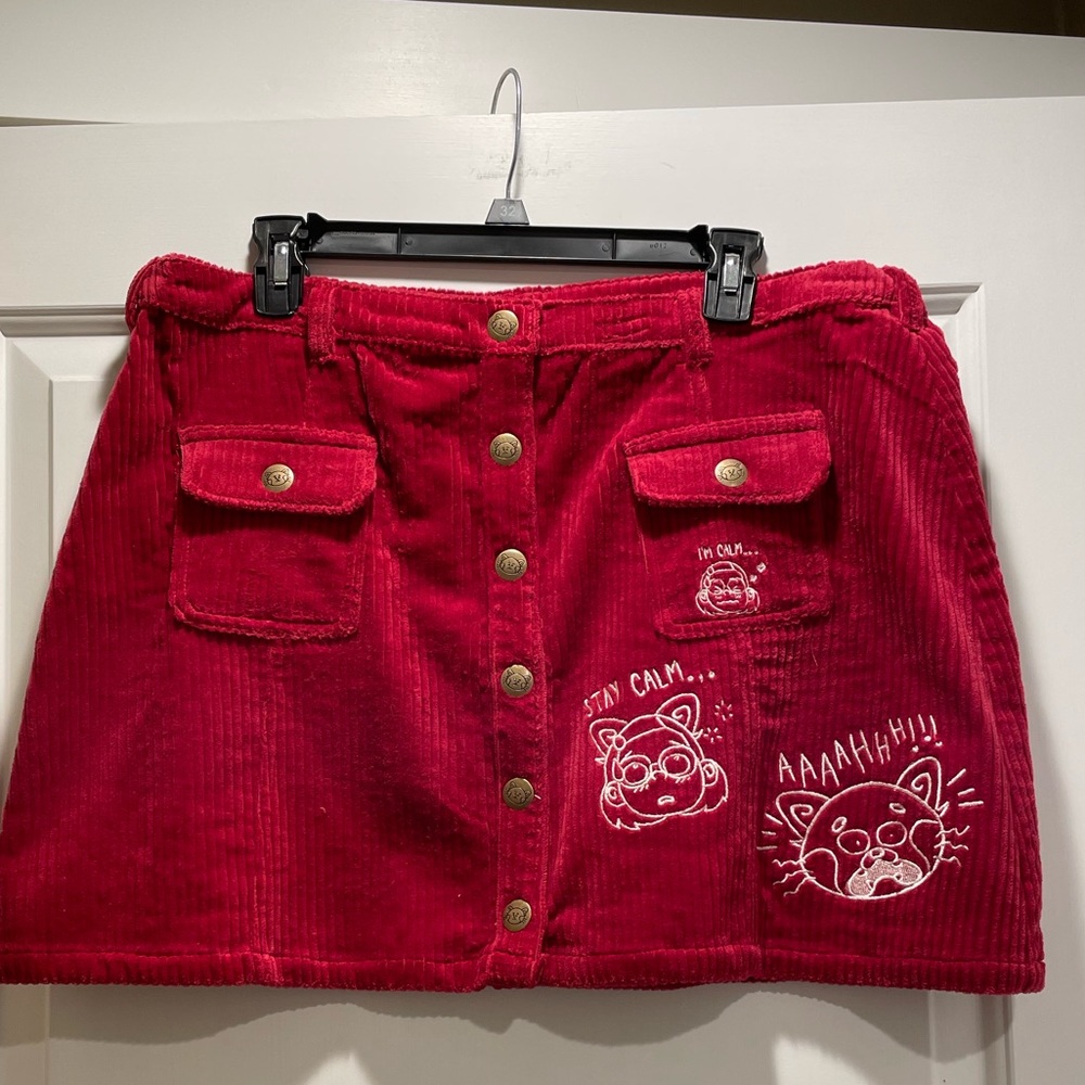 Disney Women’s Red Panda Corduroy Mini Skirt Size XL